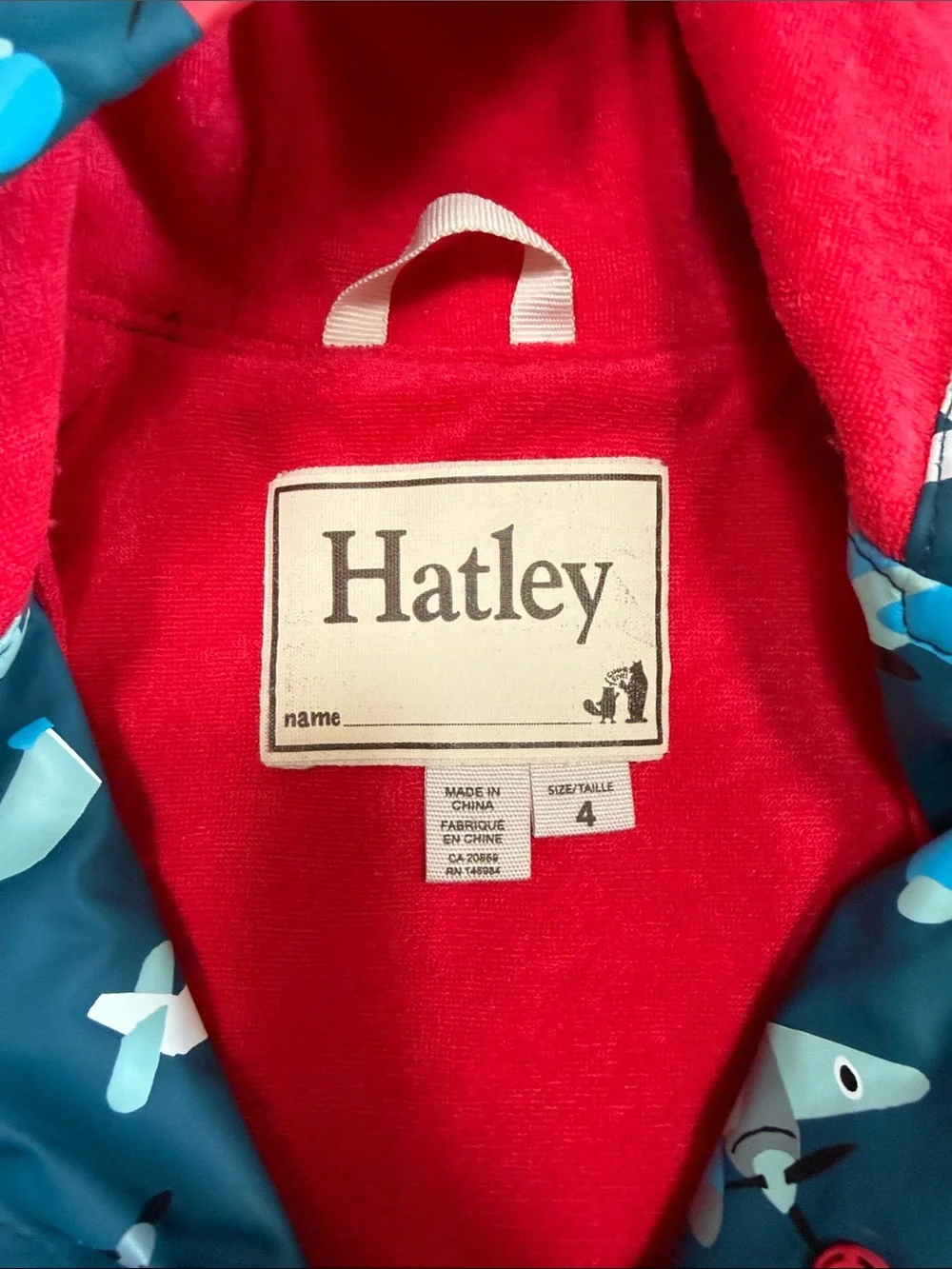 Hatley Kids Hooded Raincoat with Airplane Print - Navy & Red